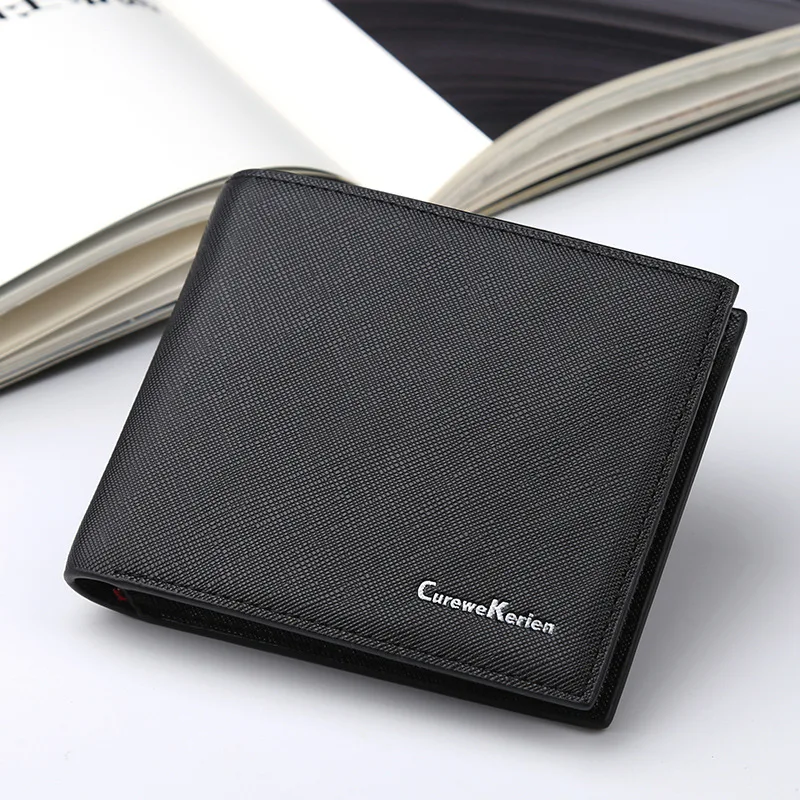 

Classic simple design short Bi-fold men's credit card holder money clip wallet, Black,coffee