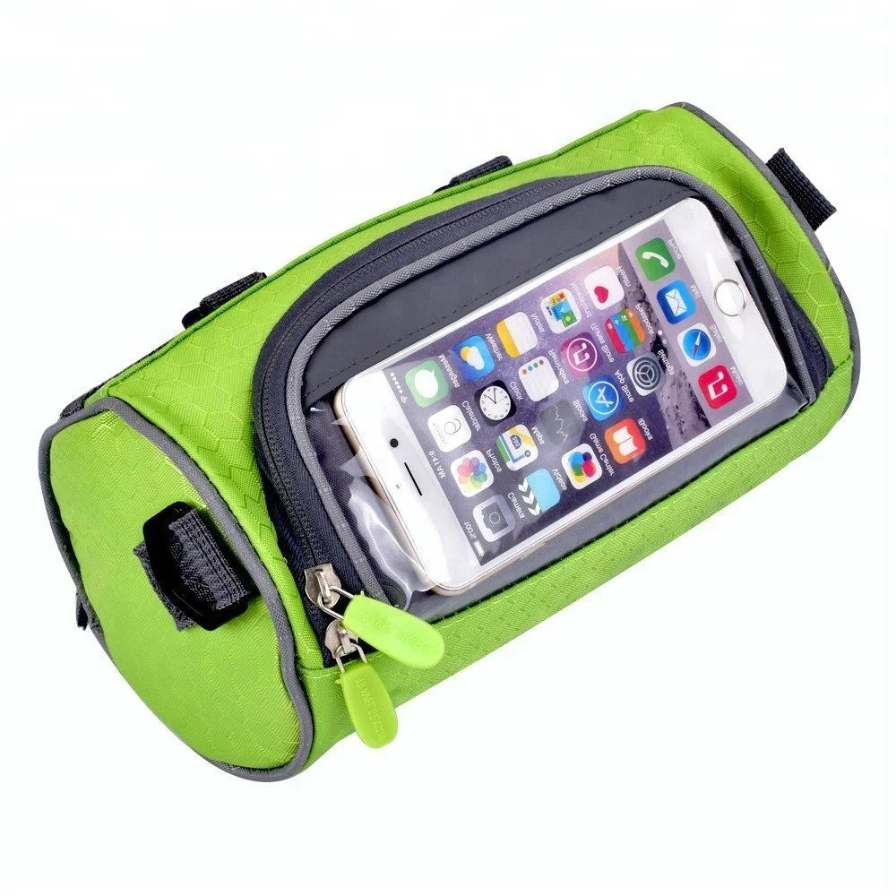 

Multifunction Cycling Cylindrical Portable Waterproof Bicycle Bike Front Handlebar Bag with Transparent Pouch, Green, blue, black, navy, rose red