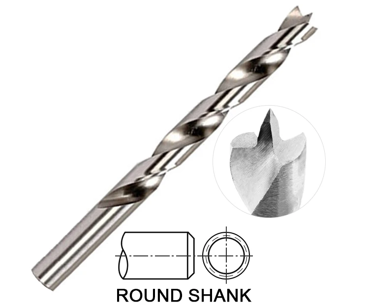 HSS Fully Ground Wood Brad Point Drill Bit for Wood Precision Drilling