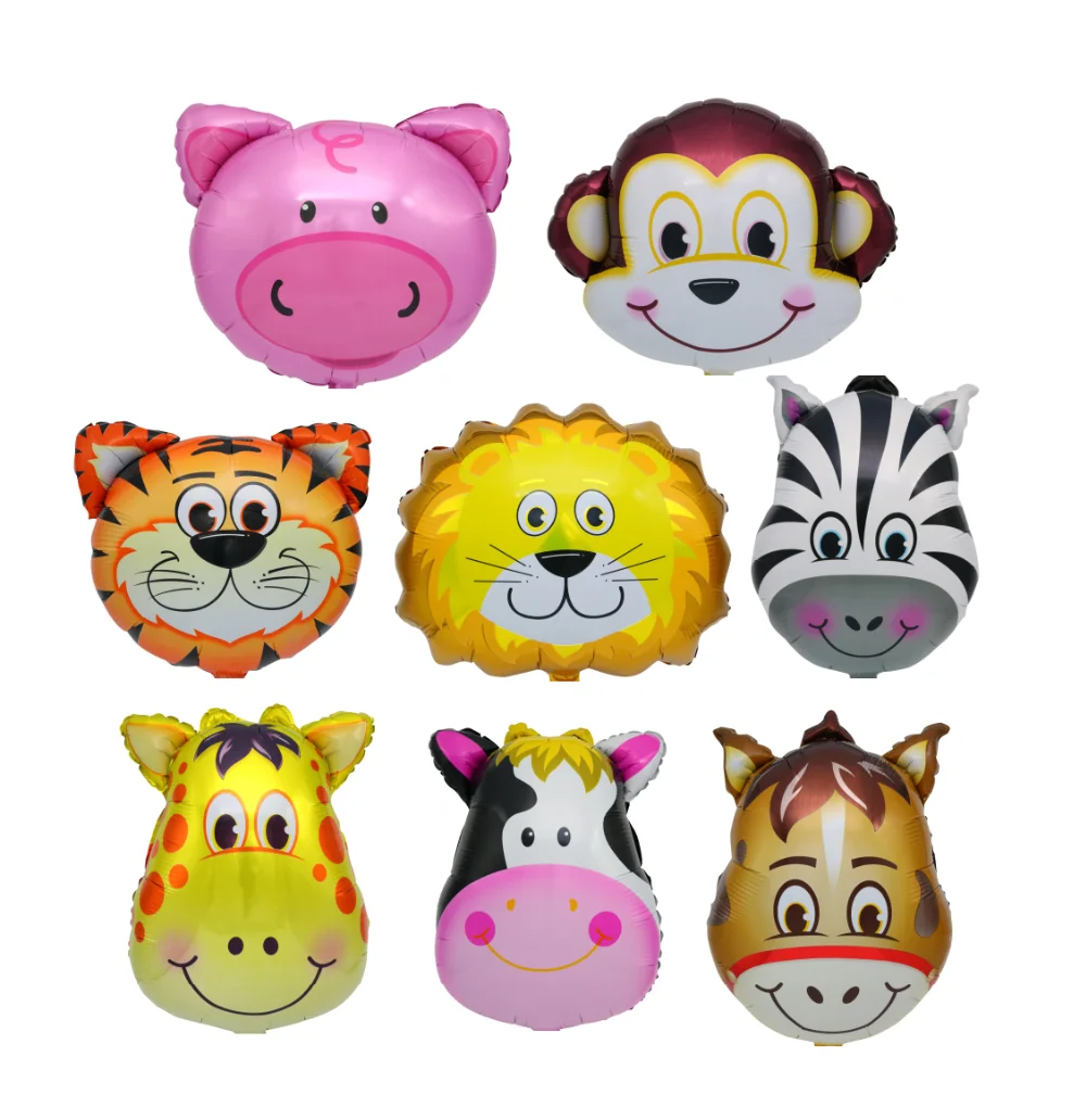 Tf Cute Animal Head Balloons Foil Balloons For Kids Birthday Party Zoo ...