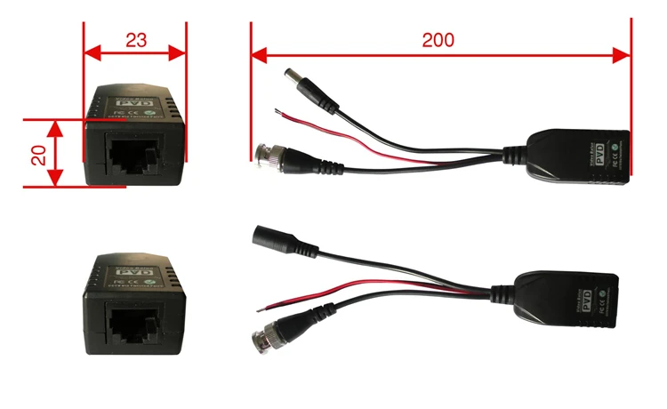 3 in 1 design single channel HD audio video power balun compatible with 5MP camera HY-2001A-HD