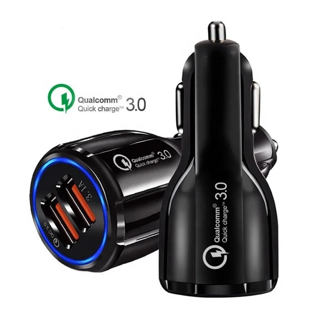 

High quality new design 3.1a qualcomm fast quick charger 3.0 portable dual port USB car charger