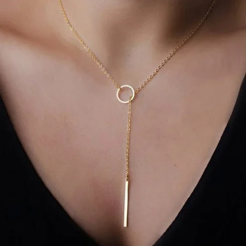 

Free shipping ultra low discount Fashion gold Circle metal strip Necklace Pendant Collar Bone chain