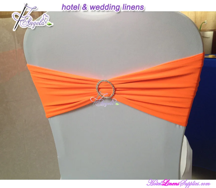 spandex chair sash band with rhinestone ribbon buckle