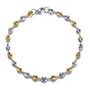 Gold Silver Two Tone Stainless Steel Coffee Bean Link Chain Bracelet Bangle