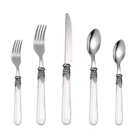 

Cathylin 20-Piece High Grade Acrylic Handle Plastic Cutlery Set, Stainless Steel Knife Spoon Fork Flatware