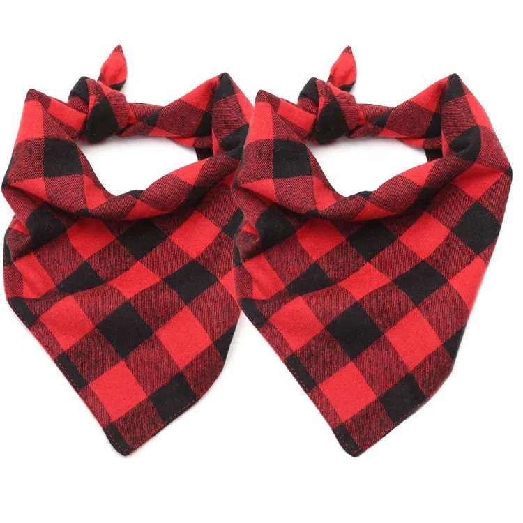 Wholesale China Factory Cheap Custom 100% Cotton Plaid Pet Bandana Triangle Collar Dog Bandana Scarf Amazon Hot Sale Dog Bandana