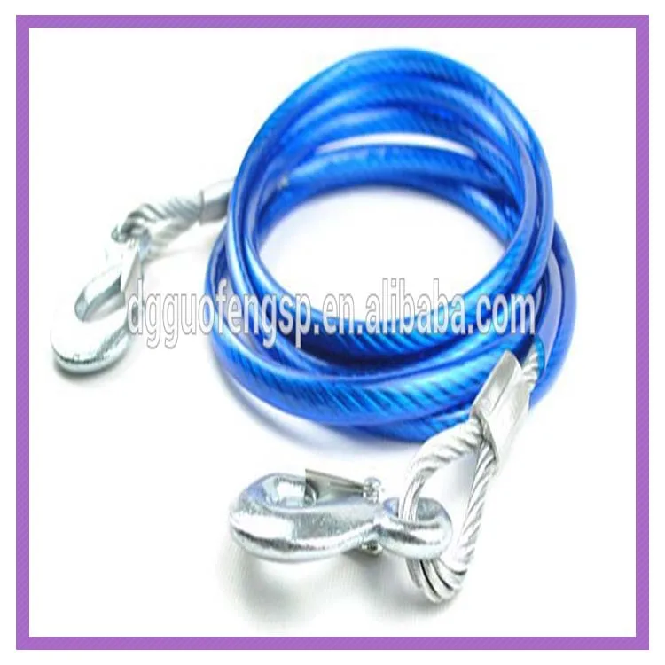 Car Emergency Heavyduty Steel Wire Rope Tow Cable / S Hooks Wire