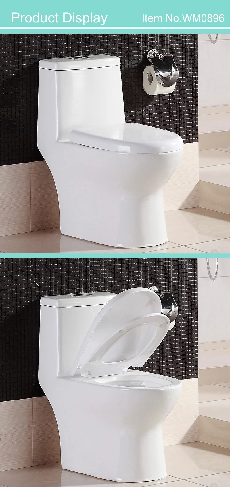 896 sanitary ware WC siphon jet flushing one piece toilet