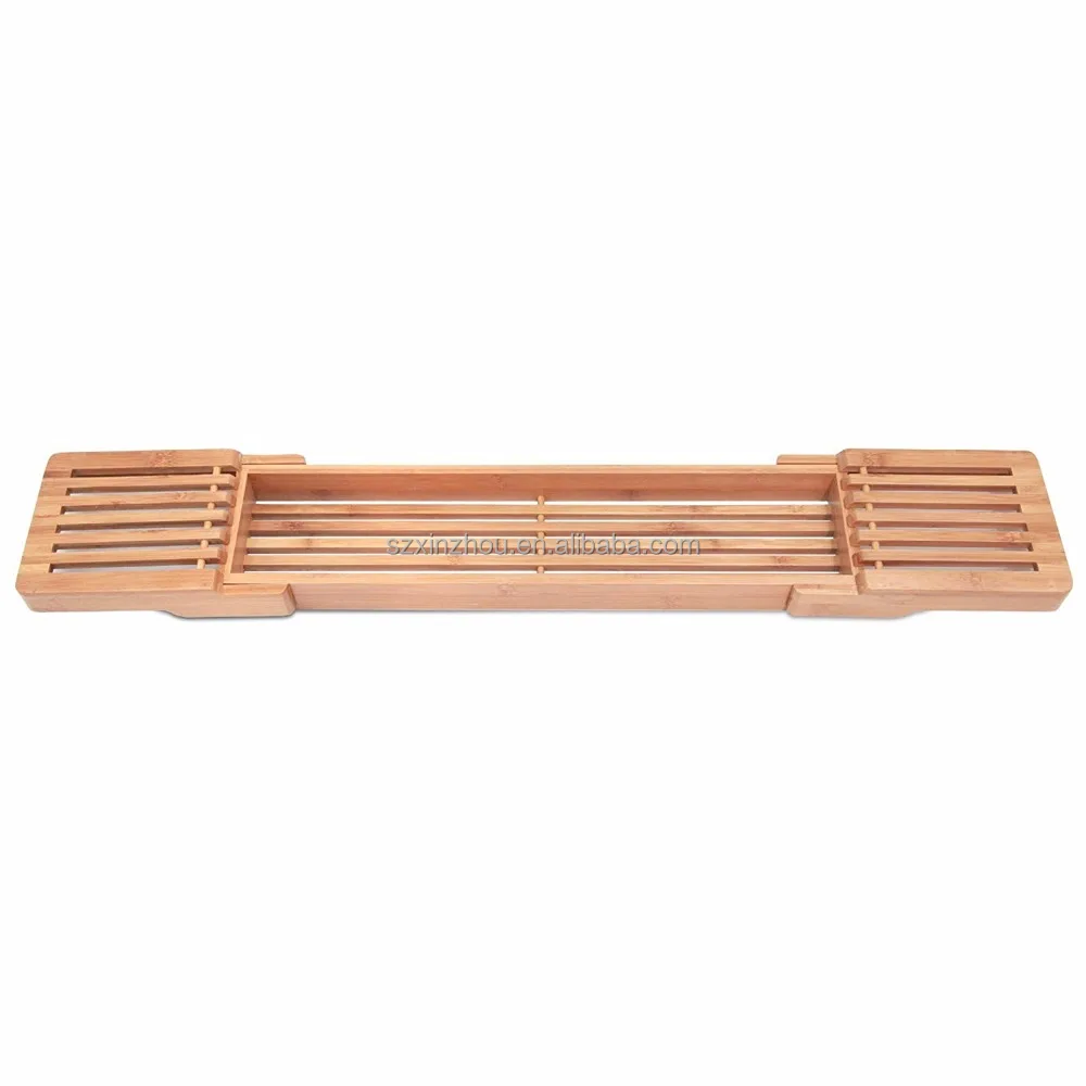 
ToiletTree Products Adjustable 100% Natural Bamboo Wooden Bathtub Caddy with Extending Sides 