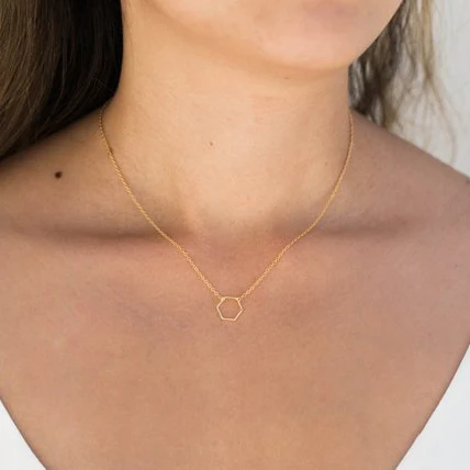 

Fashion Hexagon Silver Rose Gold Plated Pendant Necklace for Women Gift Geometric Pendants Necklaces Jewelry Women, Silver;gold;rose gold