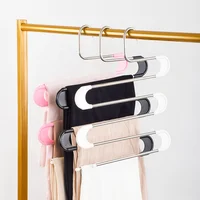 

S Shape Pants Hangers For Clothes 5 Layers Foldable Space Saving Hanger Metal For Rack Belt Tie Scarf
