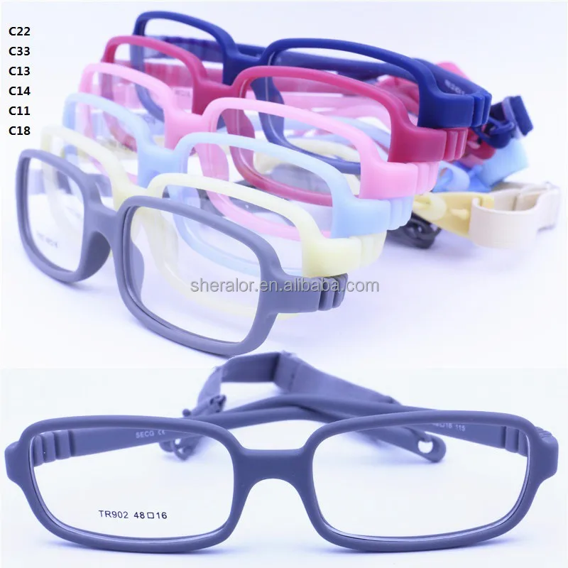 

dorp sales 902 high classic baby TR90 square frame flexible hingeless temple with strap optical glasses