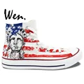 Wen Design Custom Hand Painted Shoes American Flag Eagle Statue of Liberty Men Women s High