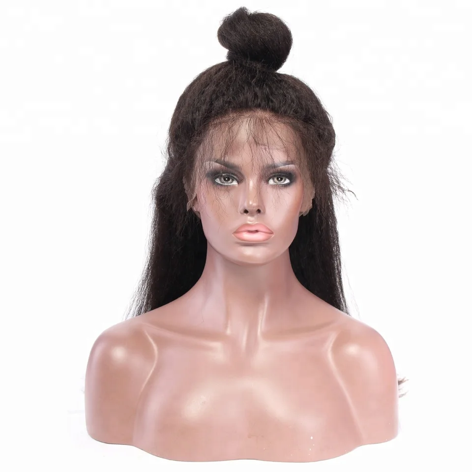 

Factory Price Kinky Straight Indian Women Hair Wigs, Natural color(#1b)
