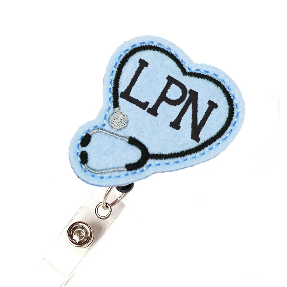 

Retractable LPN PA MD RN Stethoscope Felt ID Badge Reel Holder Hospital Nurse Name Badge Reel
