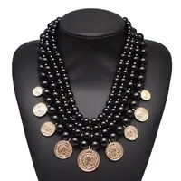 

ZA Jewelry Imitation Pearl Necklace For Women Bohemian Fashion Round Coin Pendant Choker Necklace Hot Selling Wholesale