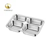 hot sale stainless steel 201 304 school deep lunch tray small dishes 4 compartments kid's food serving tray with pp or steel lid