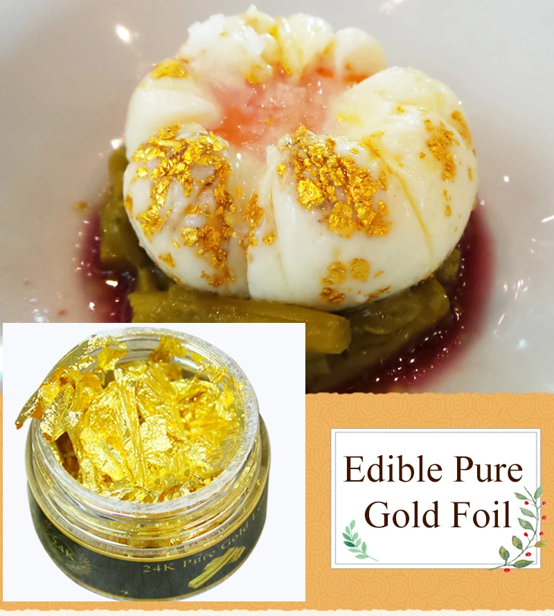 Kinno Gold Flakes Flake Edible Cake Ice Cream Leaf Foil Flakes 25 Mg