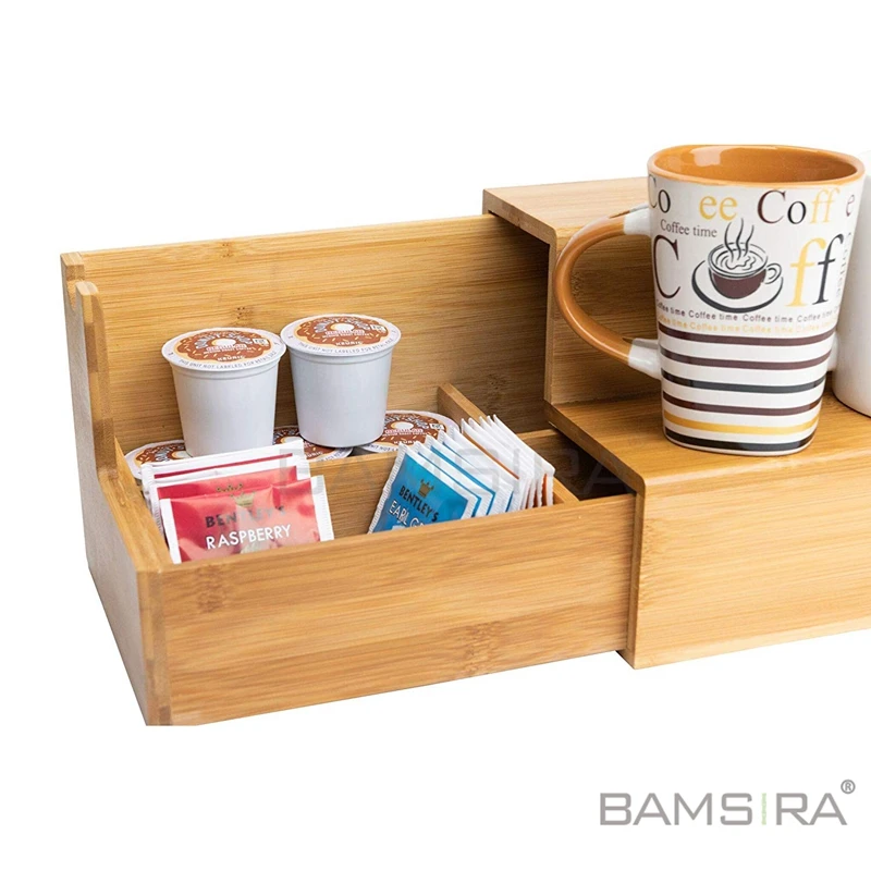 Bamboo Coffee Pod Organizer With Slide Drawer For Kcup Pods And Tea