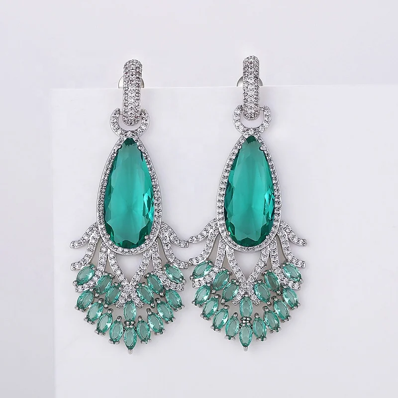 Charming Hollow Out  Earrings Luxury Lady`s Zircon Water Drop Earrings