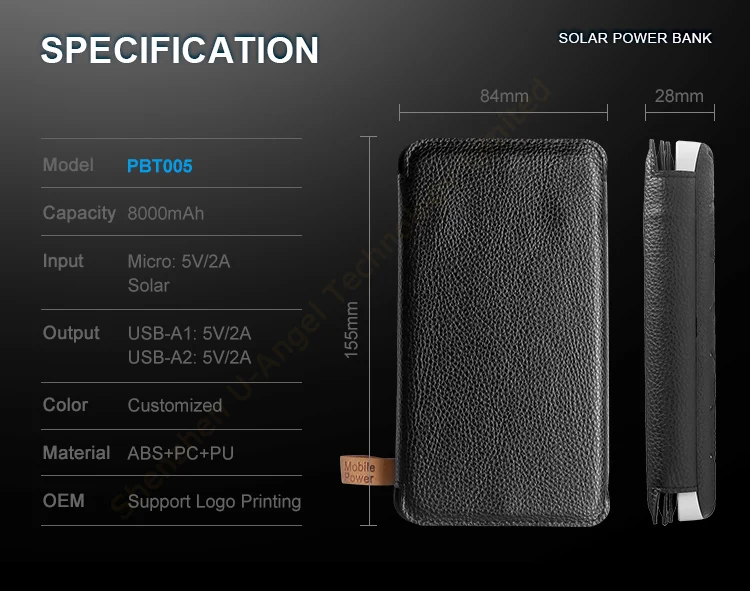 mobile portable charger foldable solar panels power bank 8000mAh with led lights - ANKUX.COM