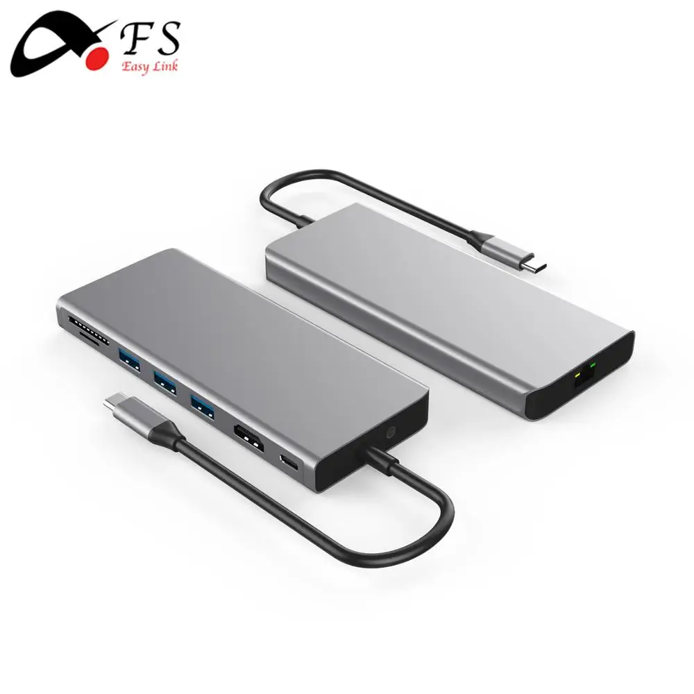 

2018 New Product Aluminum USB 3.1 Type c Hub to 4K HD SD TF for MacBook, USB type-C Multiport USB Hub Type C, Gray silver