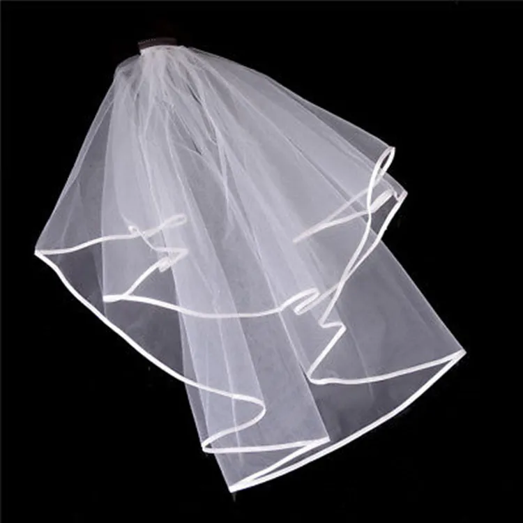 Simple Short Tulle Wedding Veils Two Layer With Comb White Ivory Bridal Veil For Bride For