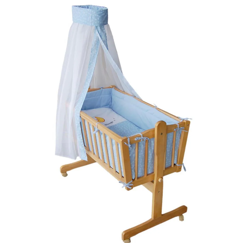 Baby Cradle Wooden Swing Bed Baby Swing Crib Natural Color