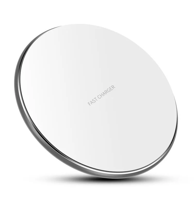 High Quality Round Ultra-thin Metal Wireless Charger with Fast Charging 10W Wireless Charger for Mobile Phone