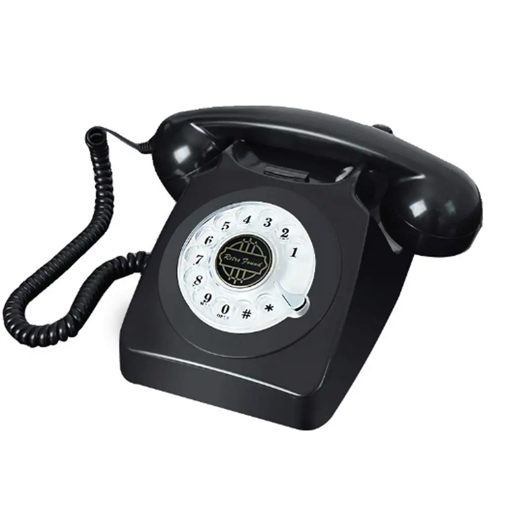 HY Antique Rotating Dial Telephone Multicolor Landline Used for Household Business Decoration (Color : Black)