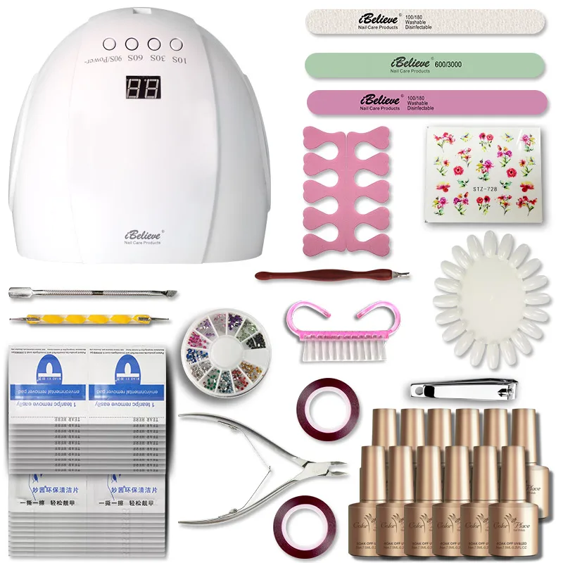 Nail Art Set Tools 54W UV LED Nail Lamp UV Gel Polish Set Nail Polish Gel Set