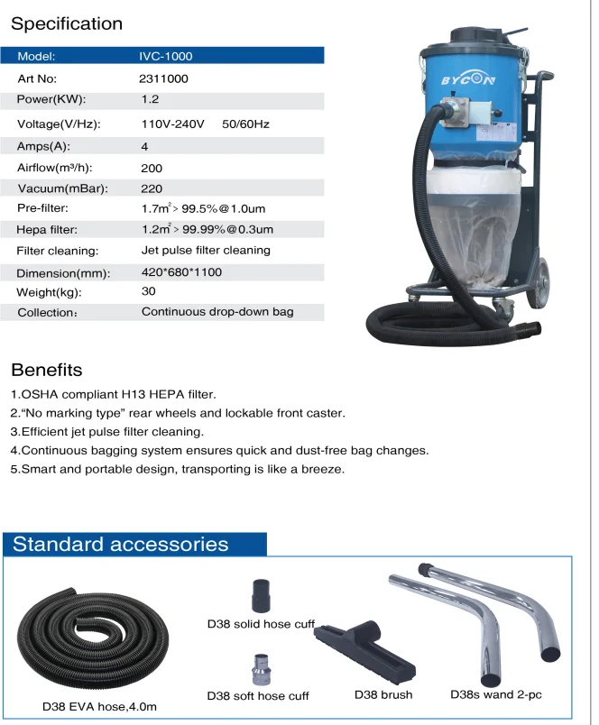 Ivc1000 Concrete Cement Dust Vacuum Cleaner Buy Industrial Vacuum