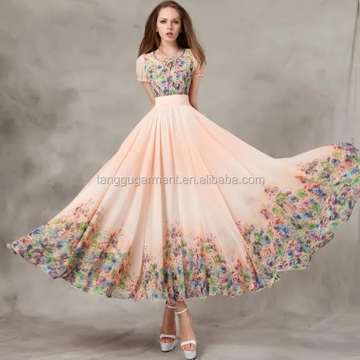 floral chiffon dress long