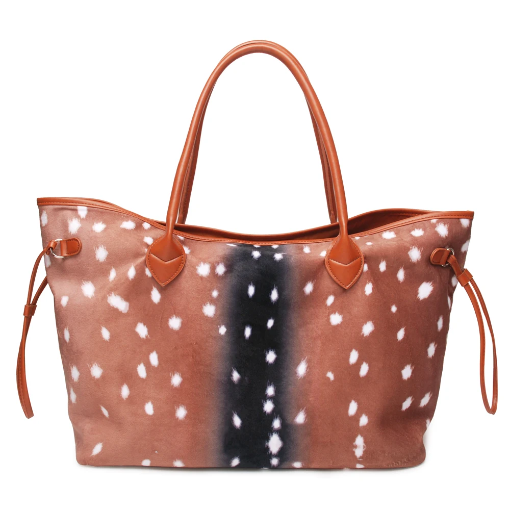 

Wholesale Deer Flannel Tote Bag Deer Print Handbag Large Shopping Bag DOM1061123