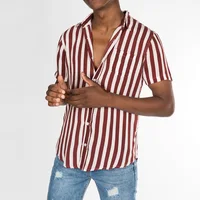 

Summer cheap striped printed men v neck casual shirts designer men shirts