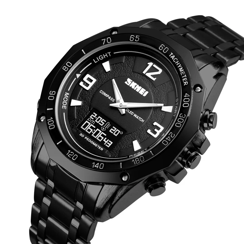 

Skmei 1464 Stainless Steel Temperature Watch Outdoor sports Compass Digital Quartz wristwatch
