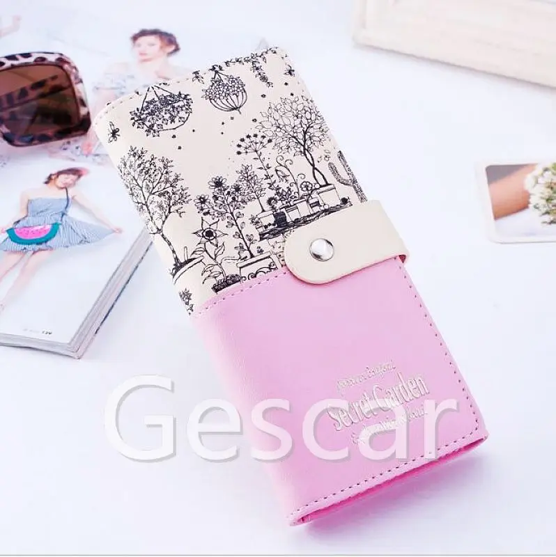 

new arrival pu leather lady wallet secret garden long size pu leather purse wholesale purse