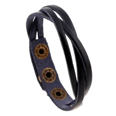 

Men fashionable cheap price woven leather bracelet with multiple colors, Picture