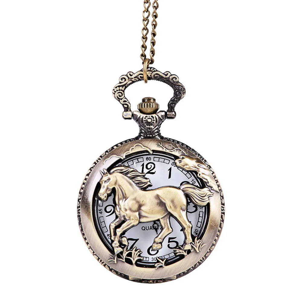 

Antique Cheap Pocket Watch Men Horse Pattern Quartz Watch Vintage Chain Retro Pocket Watch, Customer's request