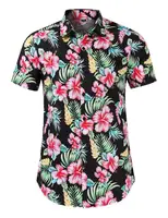 

Hot Summer Man Cotton/Polyester Hawaii Holiday Beach Floral Shirt