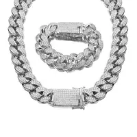 

18mm New Diamond iced out Silver Miami Cuban Link Chain with Cubic Zircon Bling for Man's and Woman's Jewelry Necklaces