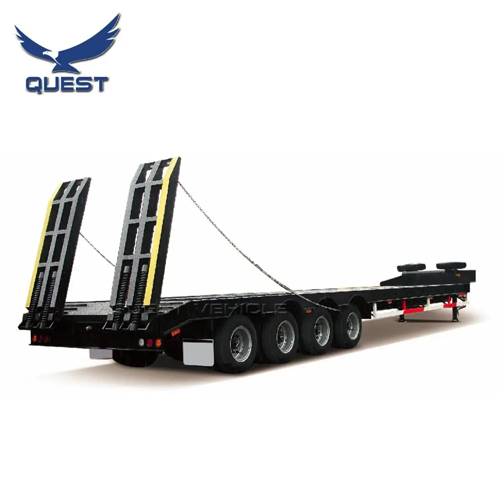 

Semi-trailer type heavy duty 4 axles lowboy truck trailer / lowbed semi-trailer / low loader trailer with ramps, Customers optional