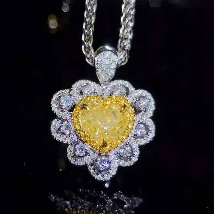 

gemstone jewelry wholesale 18K Dubai gold 1.05ct natural South Africa yellow diamond necklace pendant ring dual use for women