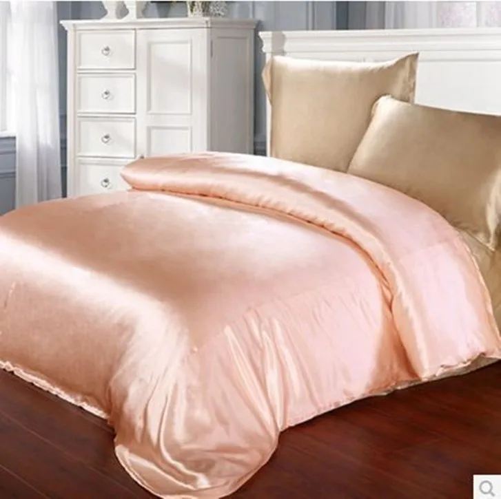 Whole Beige Champagne Pink Color 100 Mulberry Silk Bedding Set Beige Color
