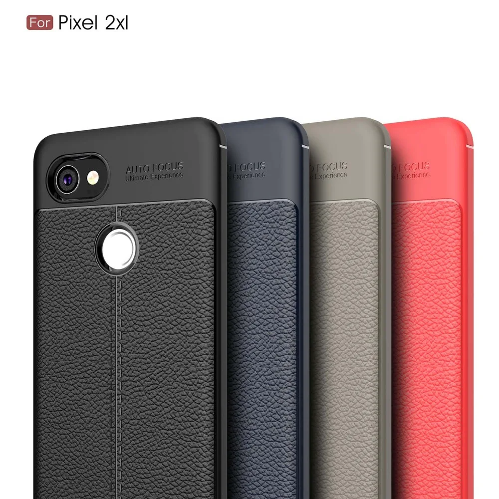 

Luxury TPU Case for Google Pixel 2 2xl Leather Texture Silicone Back Cover Case, Black,red,navy,gray