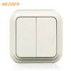 hot sale abs panel brass metal 10a2 gang 1way wall switch white color surface mounted house using switch and socket