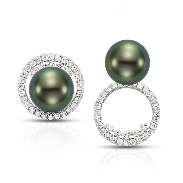 

custom logo multiple gemstone fresh water pearl earrings