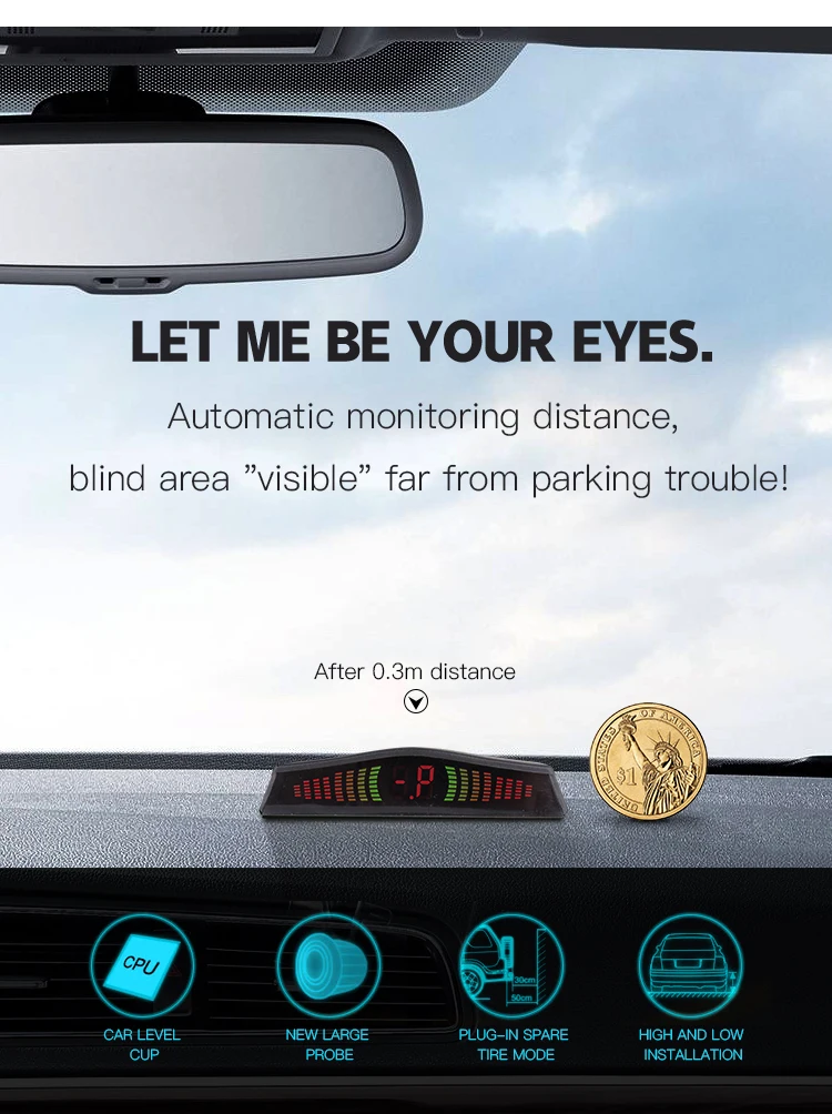 Parking Sensor 8 Sensors Car Automobile Reversing Radar Car Detector Parking Assistance Parking Radar Reverse