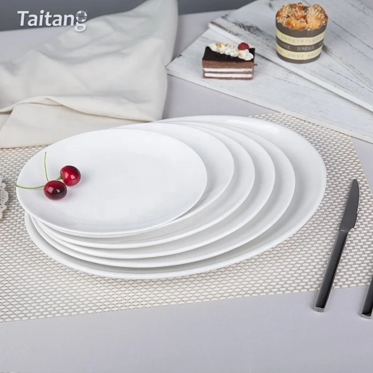 Restaurant Hotel White Porcelain Dinnerware Wholesale Ceramic White Dinner Plate Custom Ceramic Plate Set